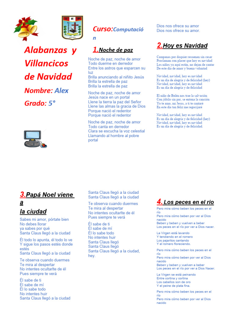 Villancicos de Navidad para Niños | PDF | Navidad | Amor