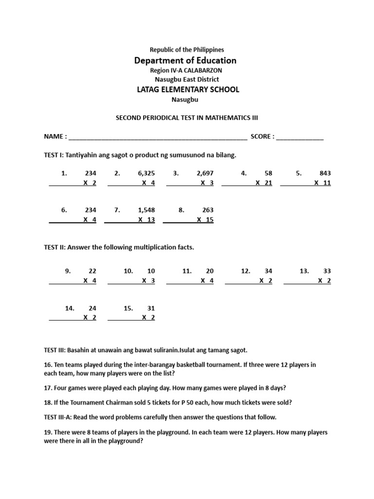 PT Mathematics 3 q2 | PDF | Mathematics