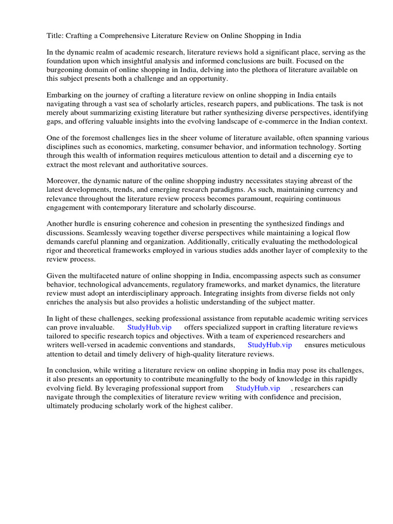 Literature review on online shopping in india pdf e commerce