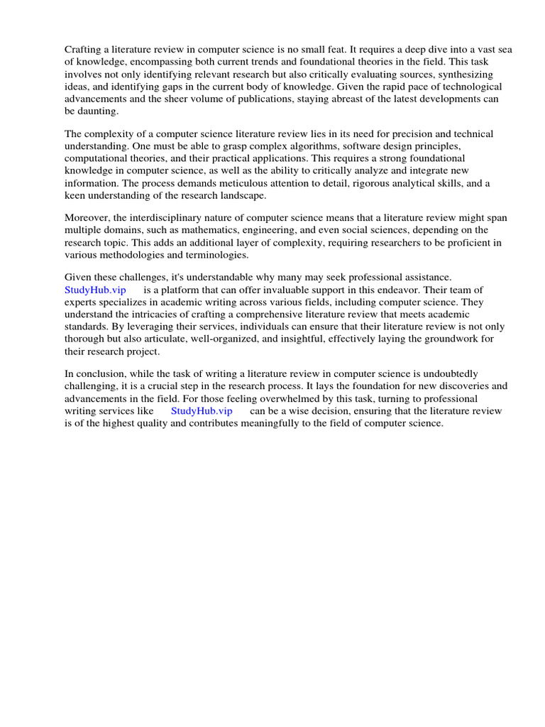 Computer Science Literature Review | PDF