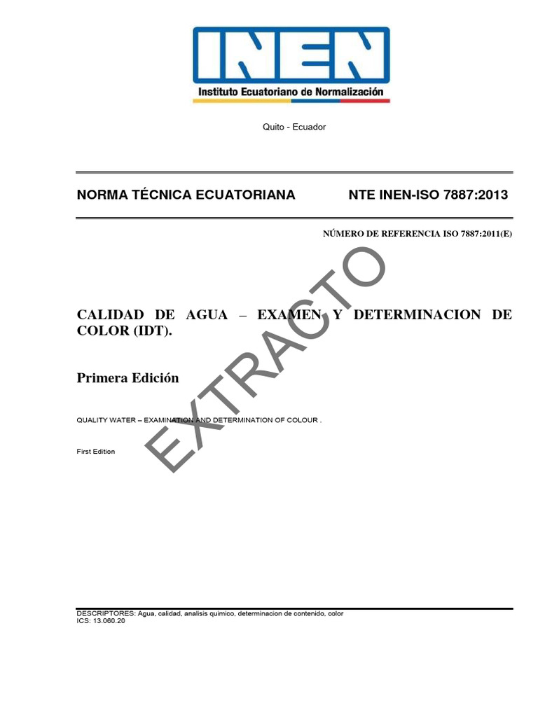 Determinación de Color en Agua según ISO 7887 | PDF | Hogar, jardinería ...