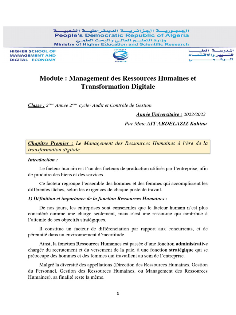 Transformation Digitale des RH | PDF | Gestion des ressources humaines ...