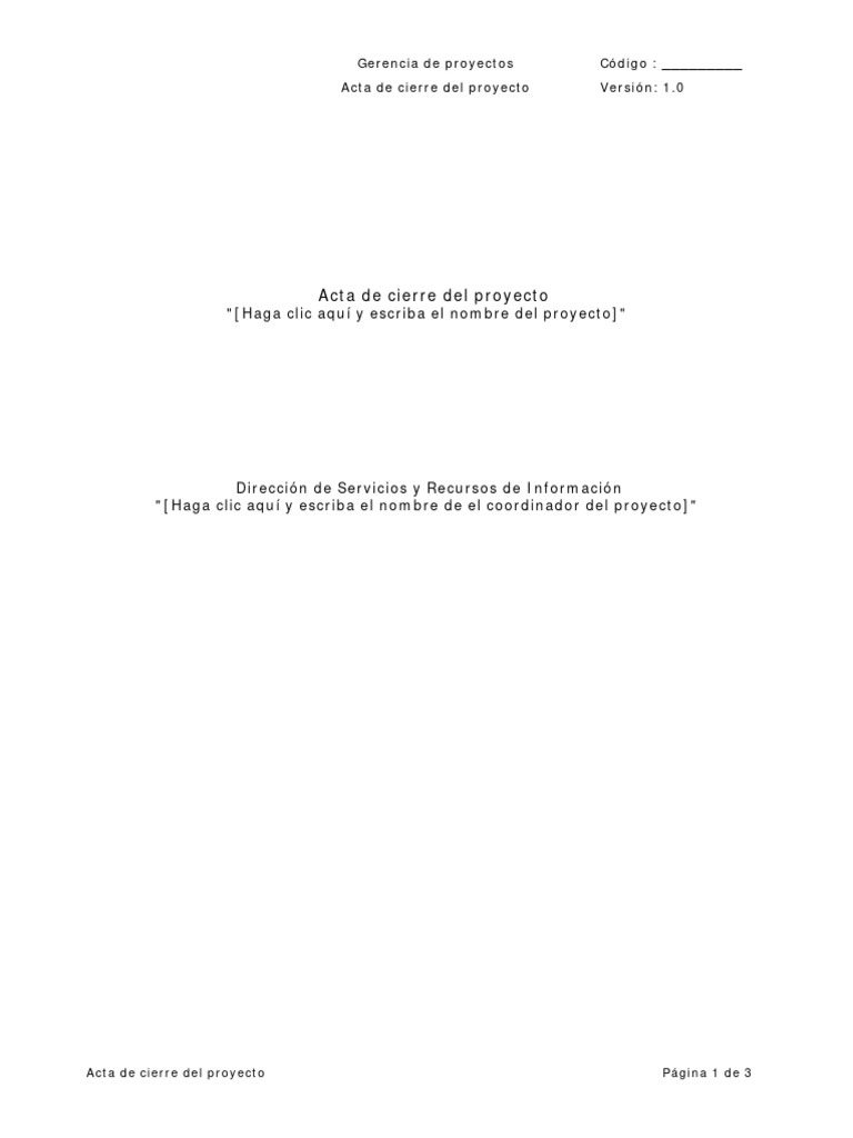 Acta de Cierre de Proyecto Detallada | PDF | Informática