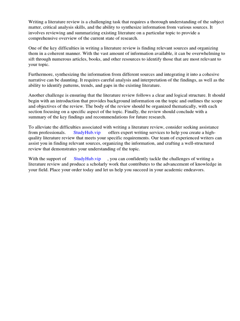 Format For Writing Literature Review | PDF