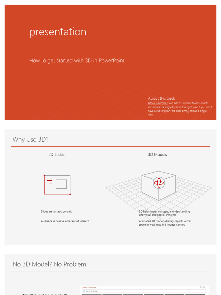 Presentation: How To Get Started With 3D in Powerpoint | PDF