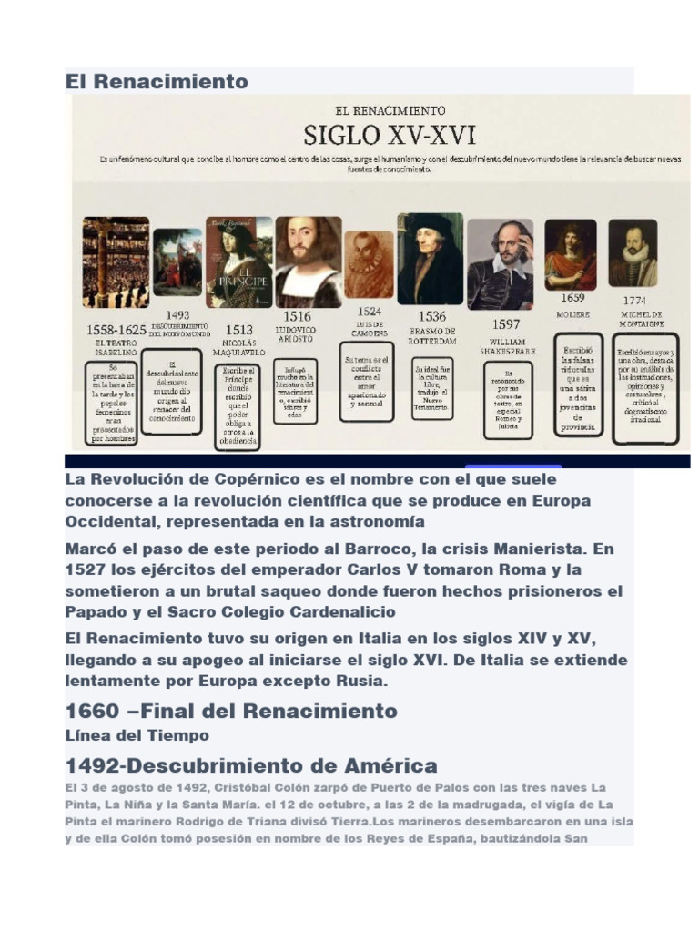 Historia del Renacimiento y Neoclasicismo | PDF | Renacimiento ...