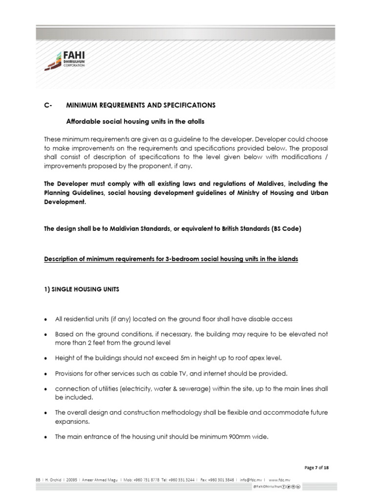 Fdc final minimum requirements for social housing with floor plan