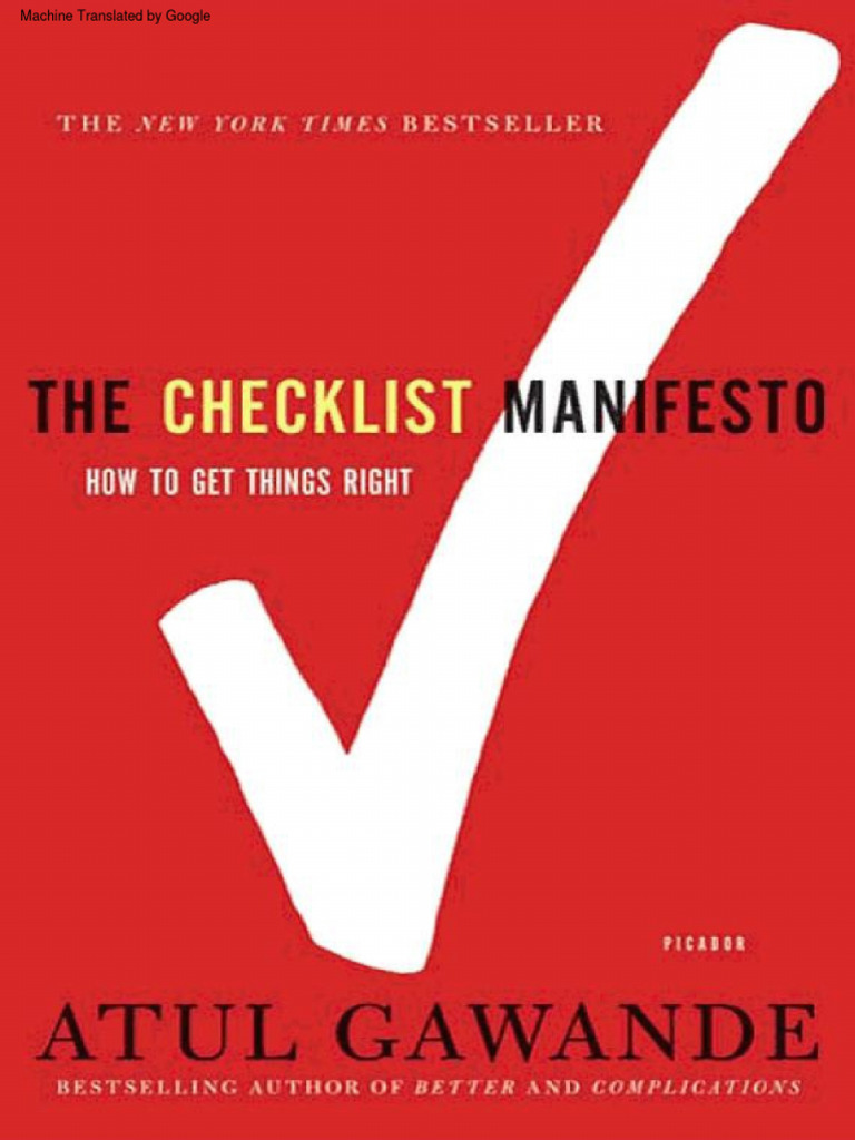 Dr. Atul Gawande The Checklist Manifesto