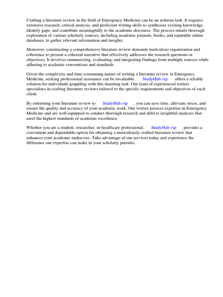 Literature Review Emergency Medicine | PDF | Self-Improvement | Wellness