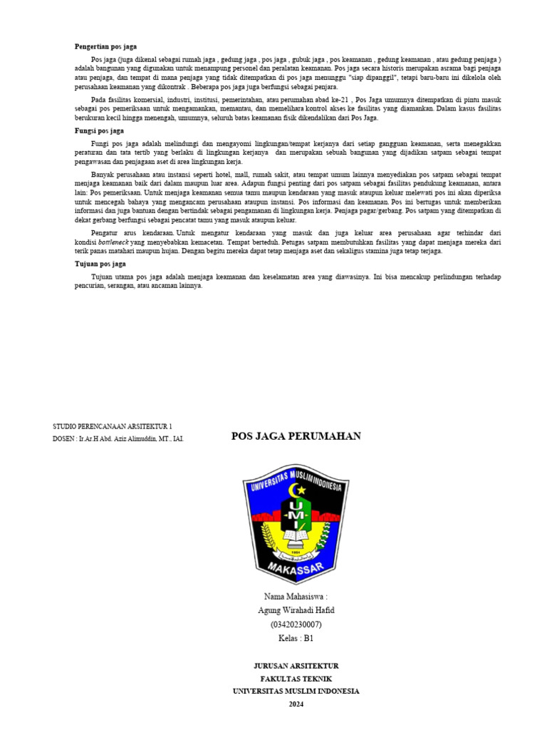 Pengertian Pos Jaga Goeng | PDF