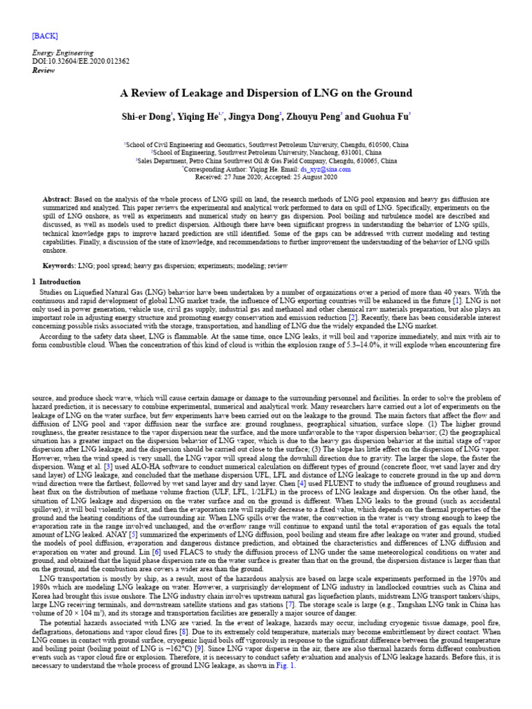 LNG Spill Leakage and Dispersion Review | PDF | Evaporation | Liquefied ...