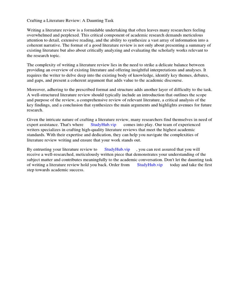 Format of Good Literature Review | PDF | Thesis | Literature Review