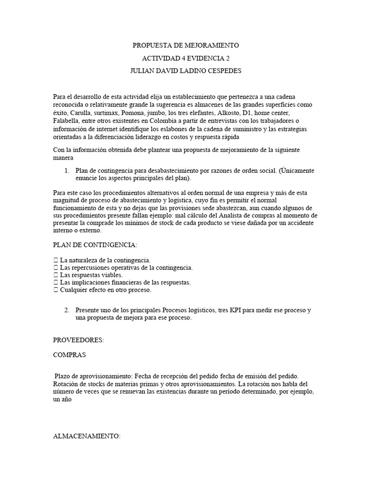 Propuesta de Mejora Logística en Retail | PDF | Logística | Almacén