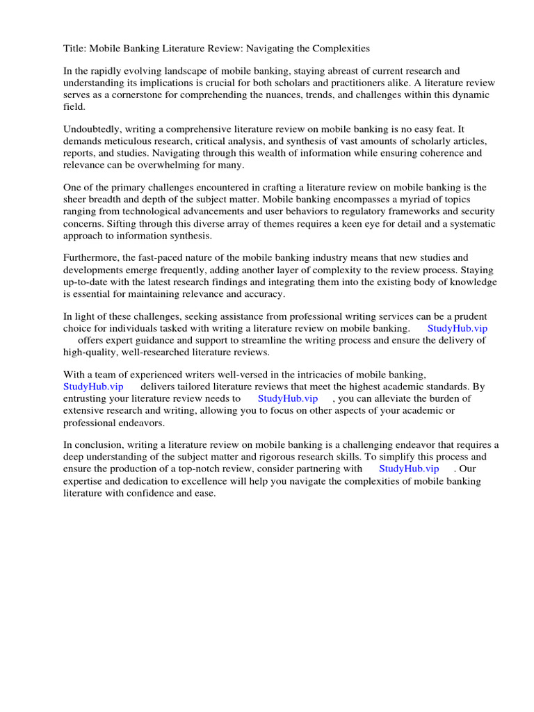Mobile Banking Literature Review PDF Banks Banks & Banking