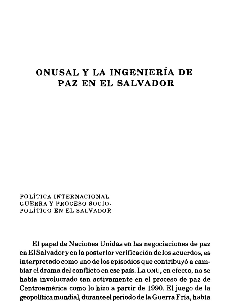 ONUSAL y la Paz en El Salvador | PDF | Naciones Unidas | Relaciones ...