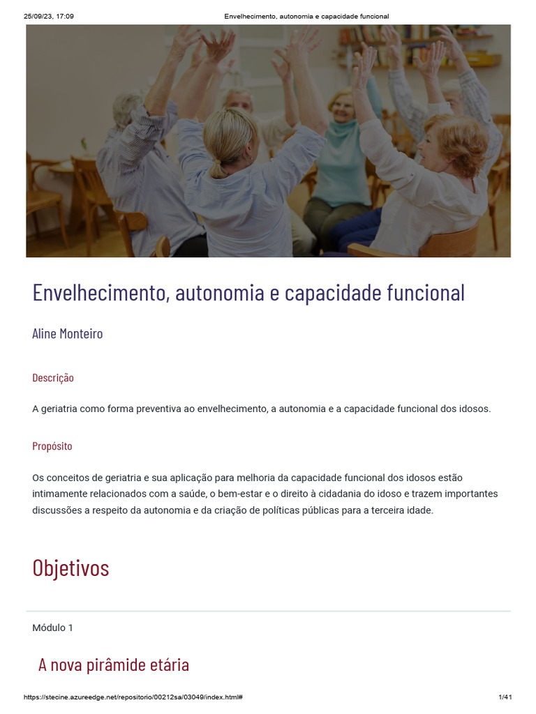 Autonomia e Capacidade Funcional do Idoso | PDF | Envelhecimento ...