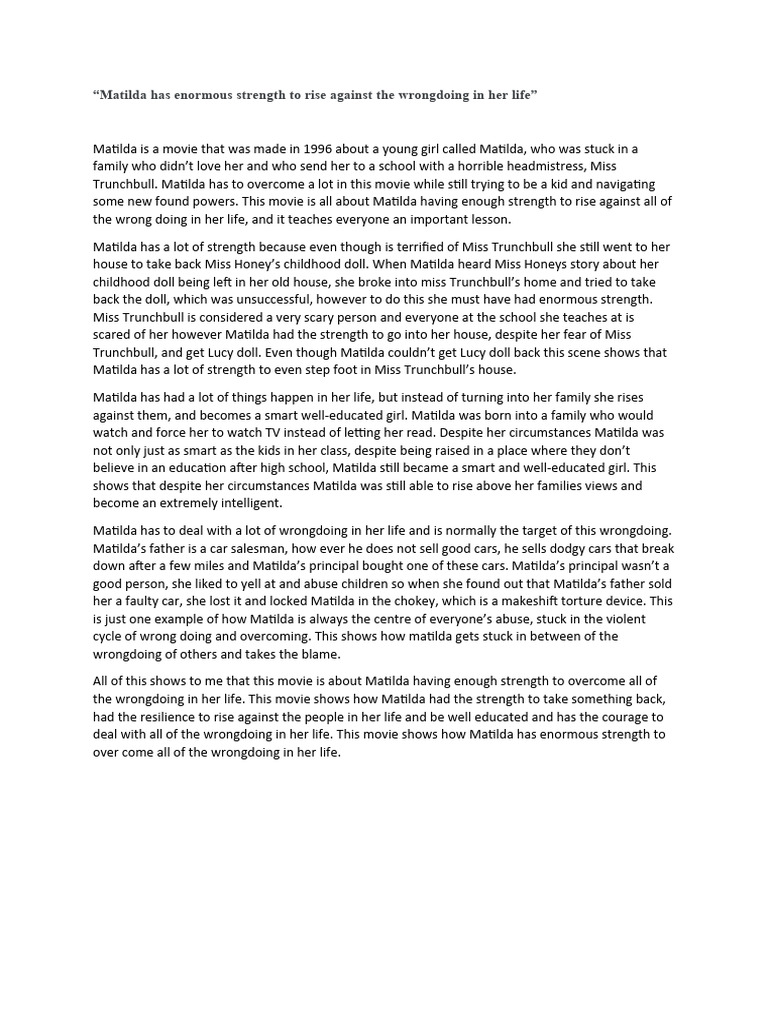 Matilda: Strength Against Wrongdoing | PDF