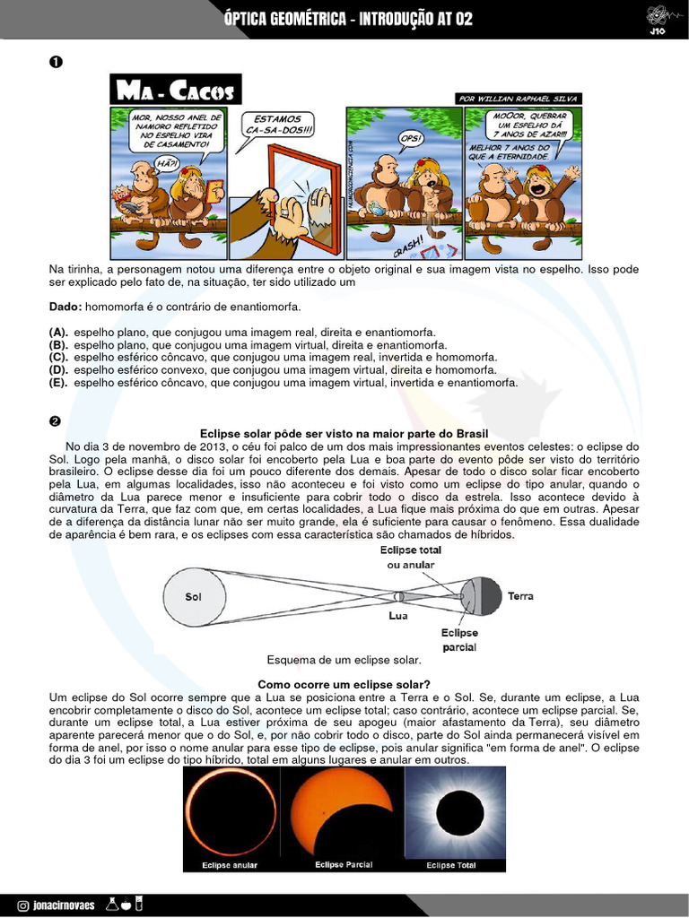 Eclipse Solar e Imagens Enantiomorfas | PDF | Eclipse | Lua