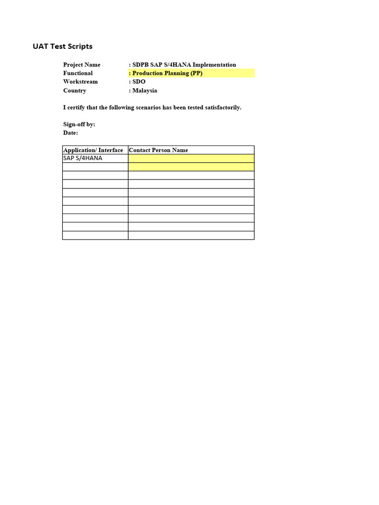 SAP S/4HANA UAT Test Scripts for PP | PDF | Logistics | Inventory