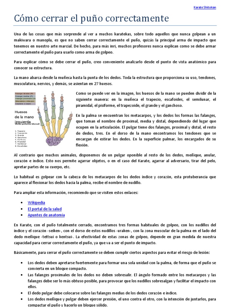 Cómo Cerrar El Puño | PDF | Mano | Extremidades (anatomía)