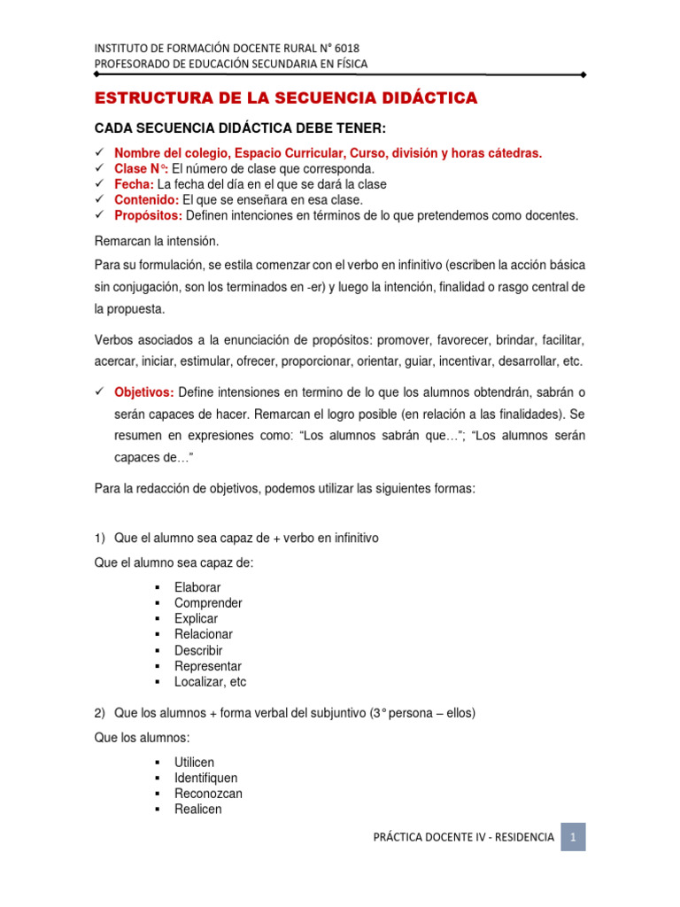Estructura De La Secuencia Didáctica Pdf