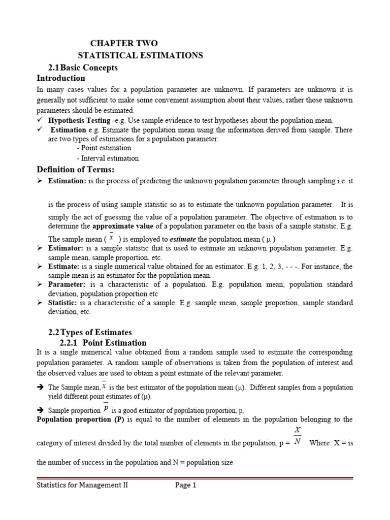 Statistical Estimations Explained | PDF | Estimator | Bias Of An Estimator