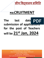 Recruitment: The Last Date of Submission of Applications For The Post of Teachers Will Be
