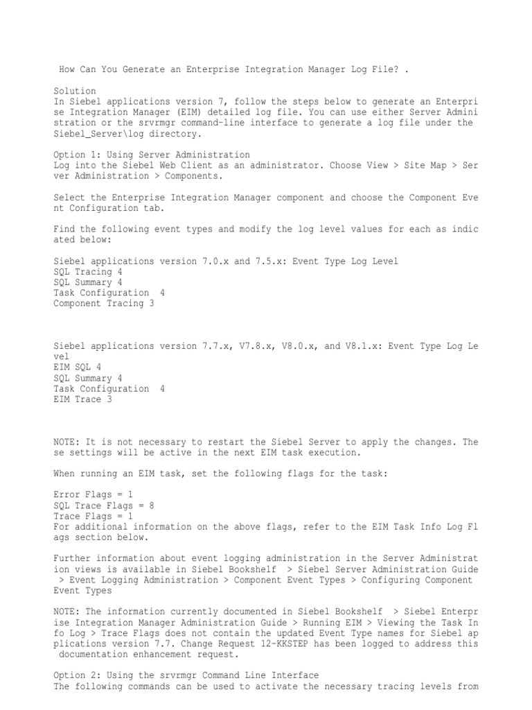 Eai Eim Log Setup Command Line Interface Server Computing