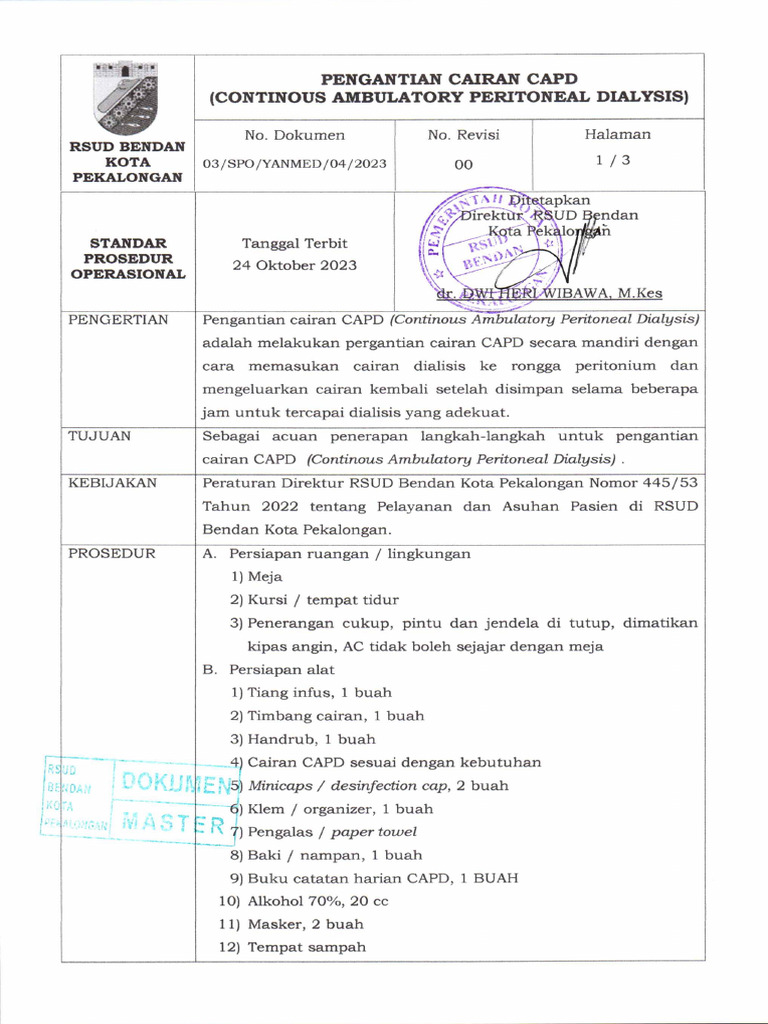 Spo Penggantian Cairan Capd | PDF