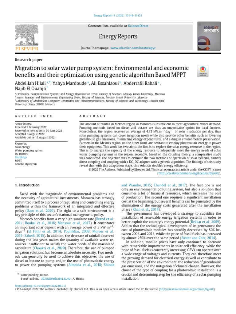Migration To Solar Water Pump System Environmental and Economic | PDF ...