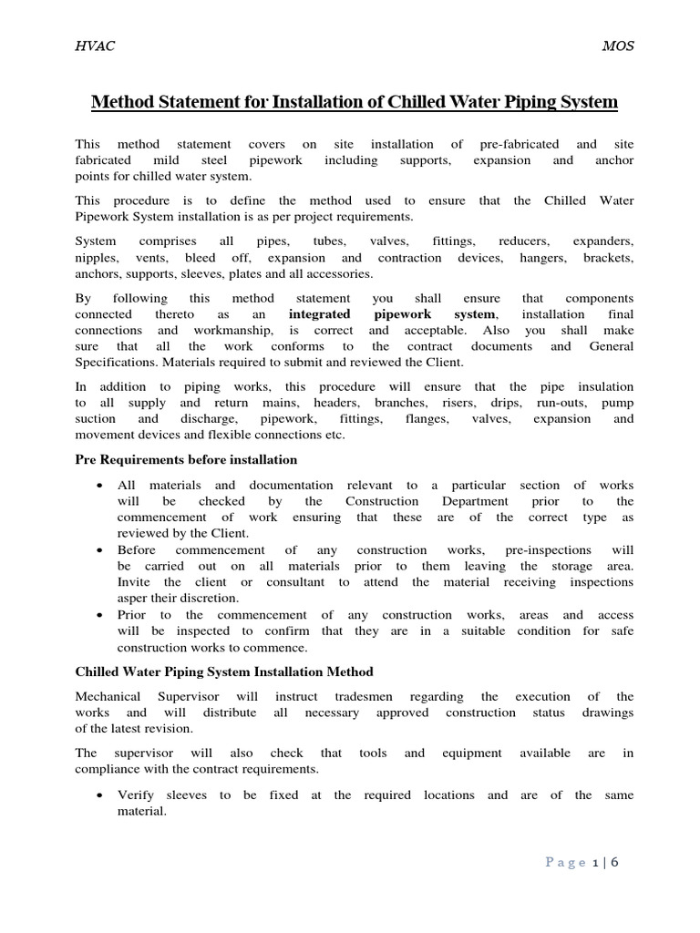 Chilled Water Piping Installation Method | PDF | Pipe (Fluid Conveyance ...