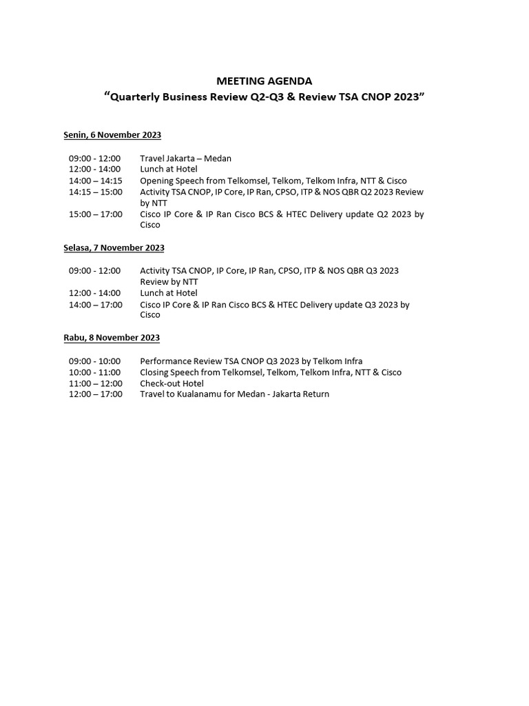 Meeting Agenda QBR TSA Cnop PDF