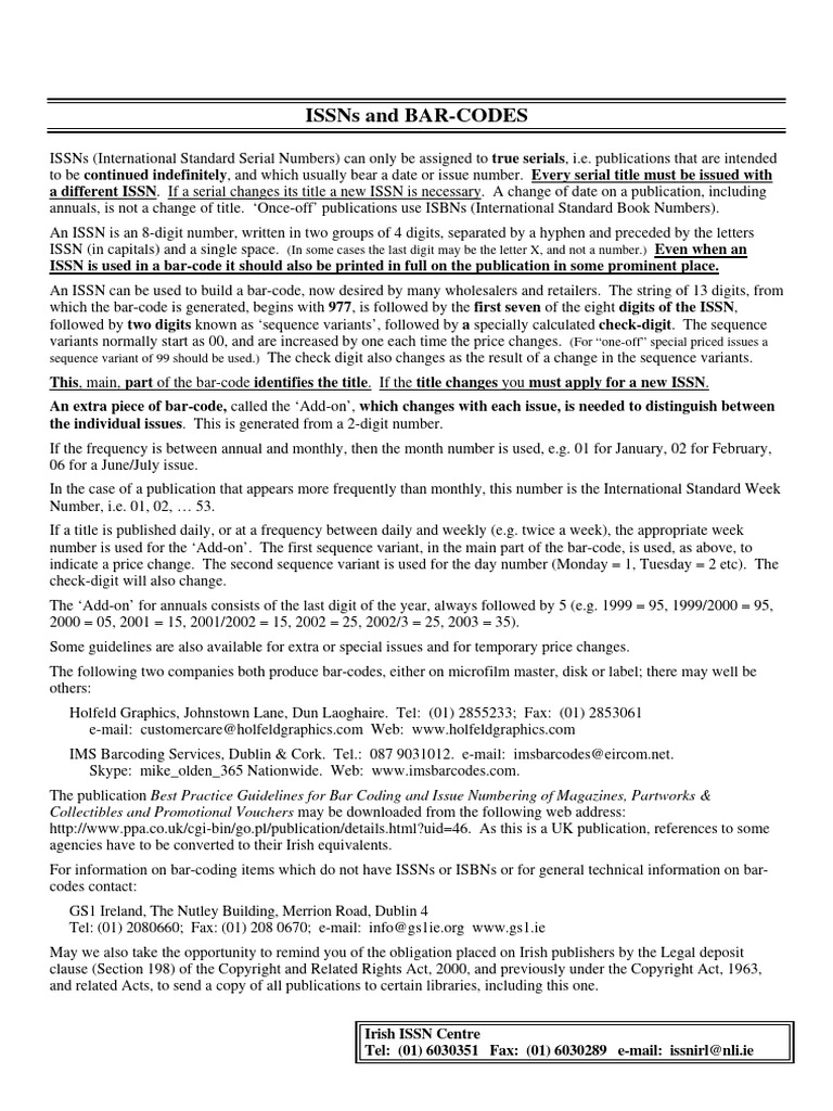 ISSN 3ISSNsAndBarcodes | PDF | Written Communication