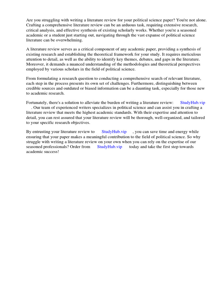 How To Write Literature Review Political Science | PDF