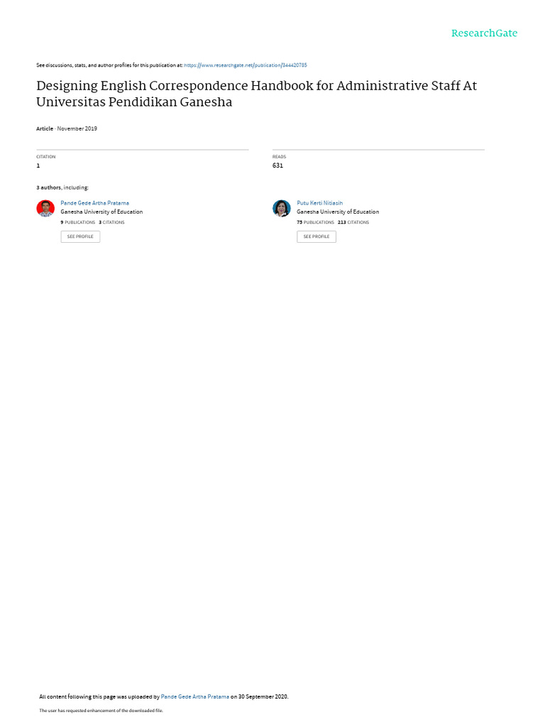 Designing English Correspondence Handbook for Administrative Staff At ...