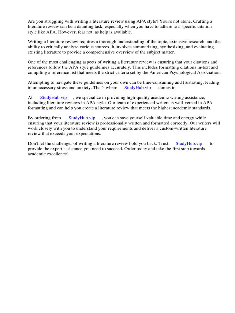 How To Write Literature Review Using Apa Style PDF Apa Style Citation
