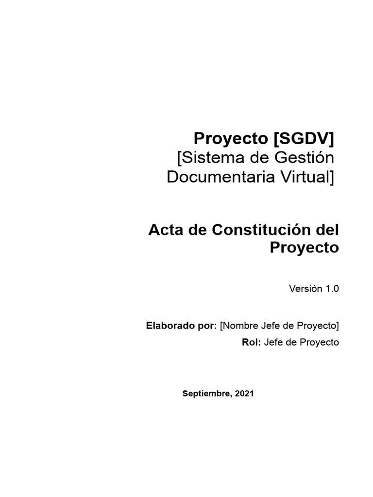 Acta de Constitucion Proyecto Plantilla | Descargar gratis PDF ...