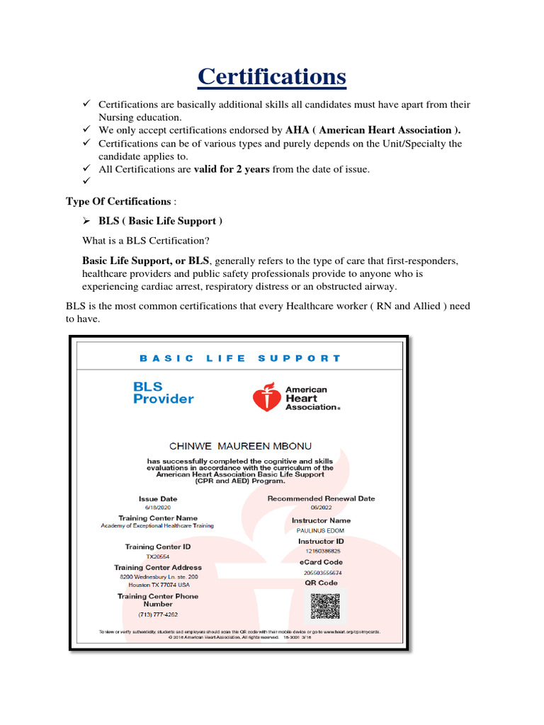 Nursing Certifications PDF Cardiopulmonary Resuscitation Medicine
