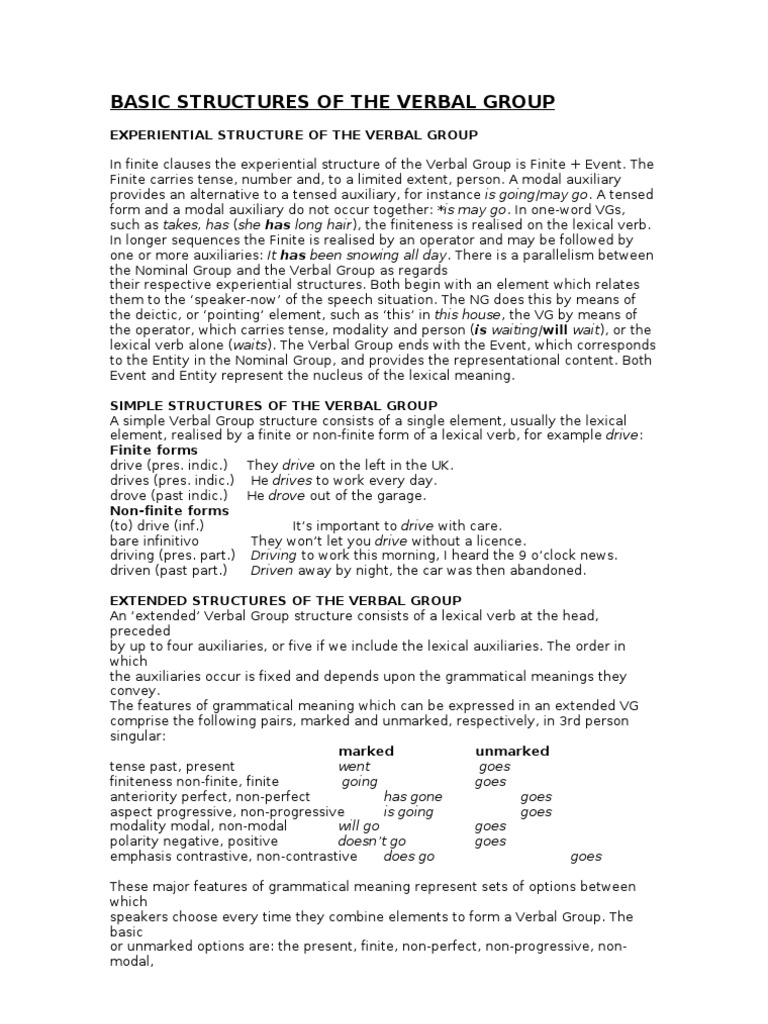 Understanding Verbal Group Structures | PDF | Verb | Grammatical Tense