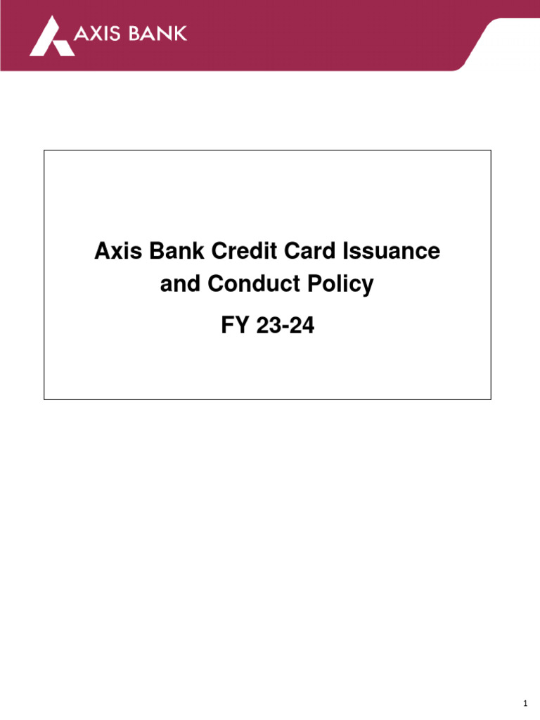 Axis Bank Credit Card Policy FY 23-24 | PDF | Credit Card | Interest