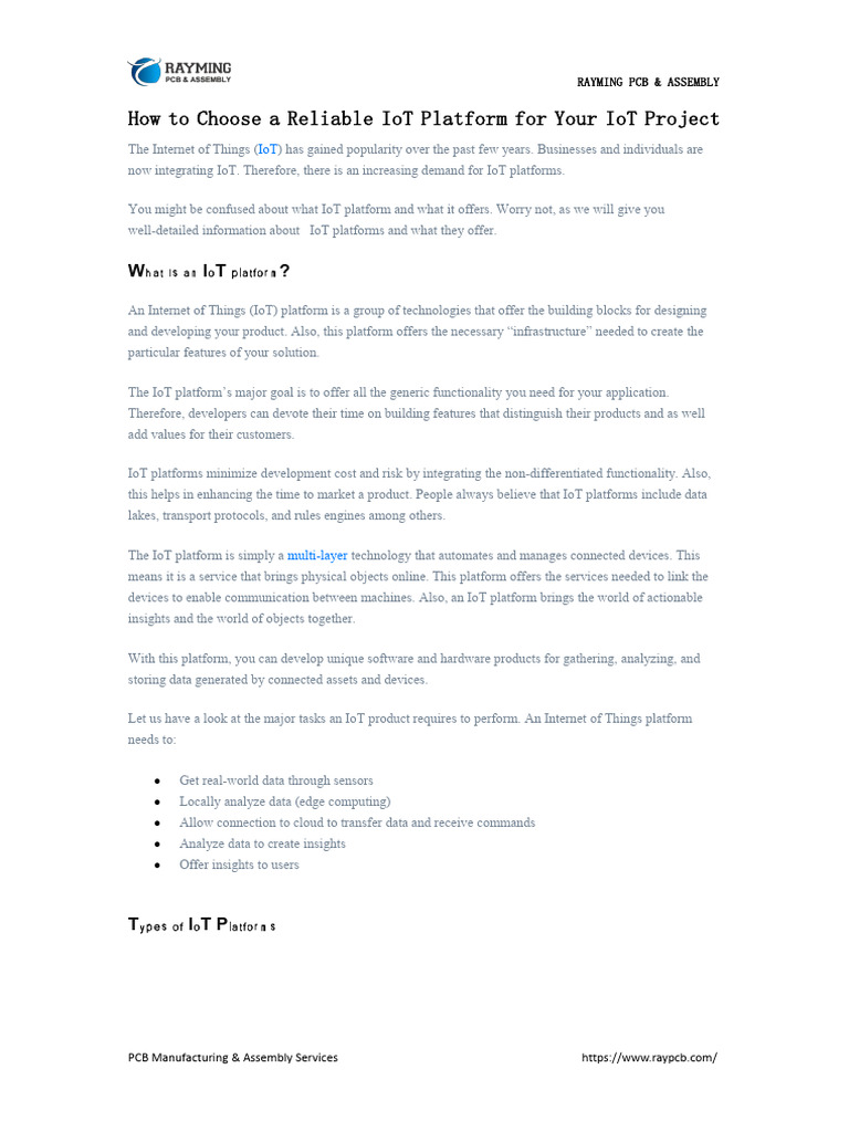 Choosing the Right IoT Platform Guide | PDF | Internet Of Things ...