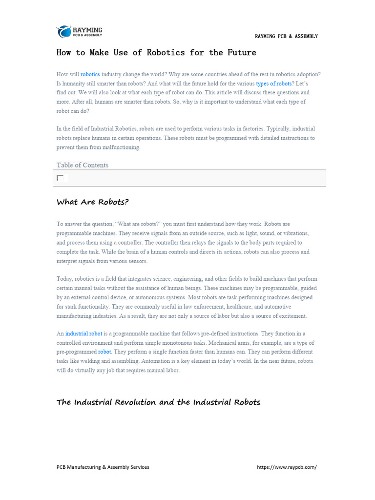 How To Make Use Of Robotics For The Future Pdf Robot Robotics