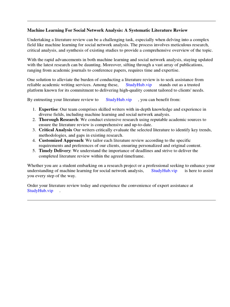 Machine Learning For Social Network Analysis A Systematic Literature ...