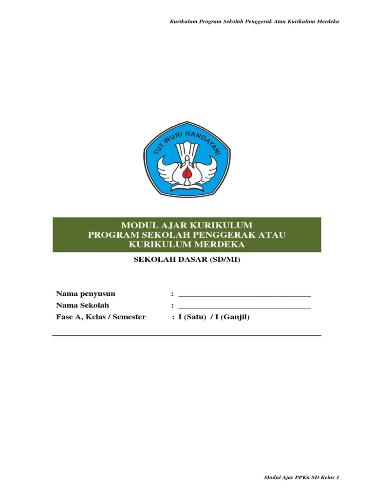 MODUL AJAR PENDIDIKAN PANCASILA Kelas 1 | PDF