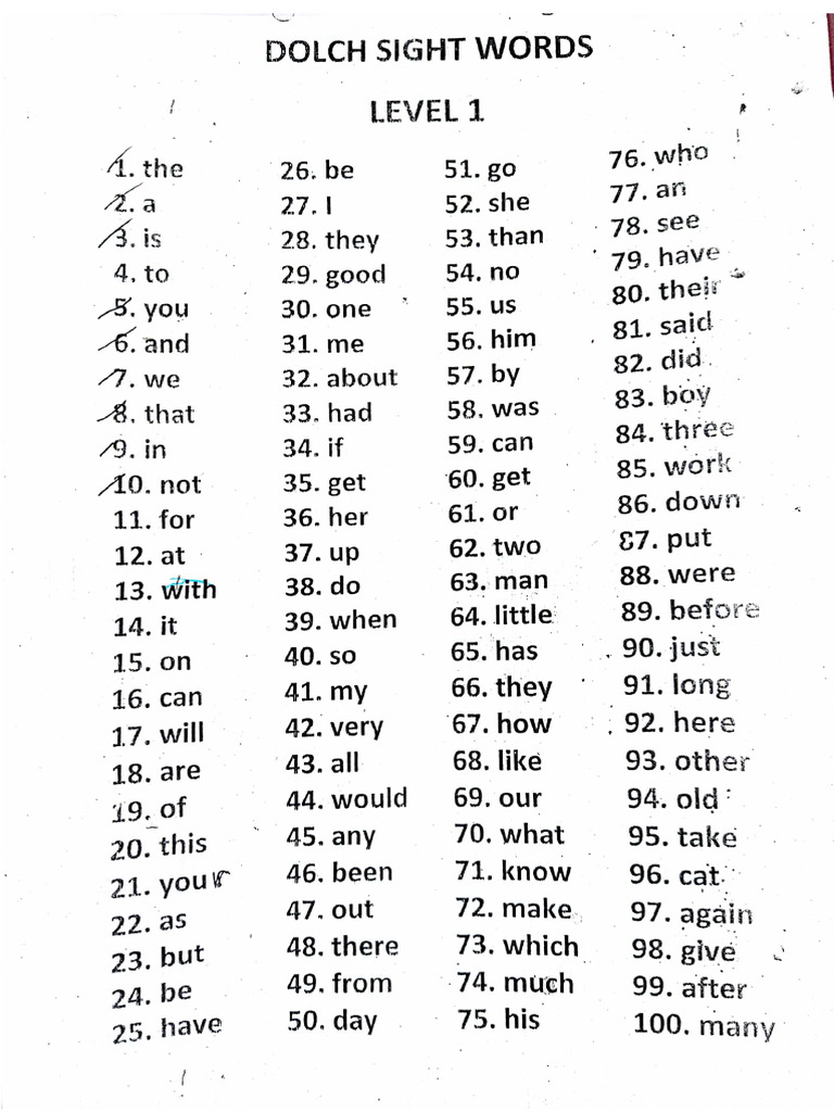 Dolch Sight Words Pdf