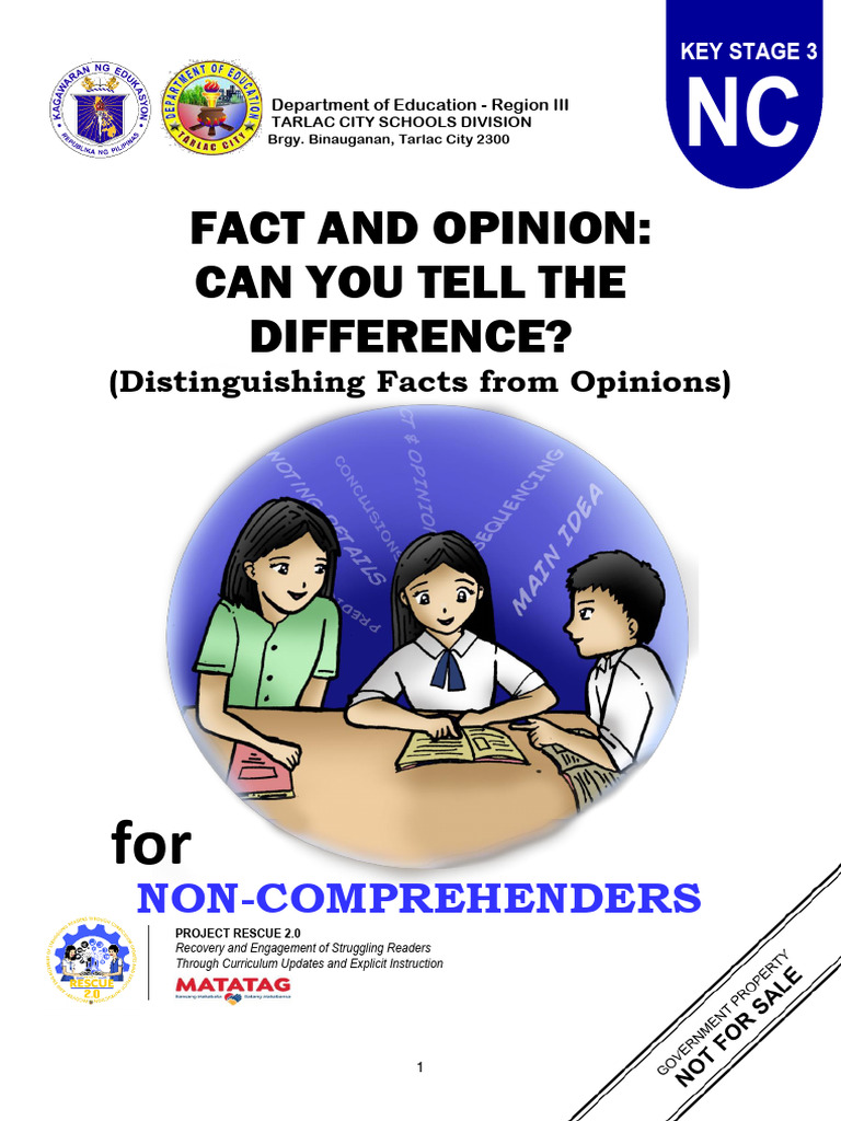 Ks 3 Distinguishing Facts From Opinions Pdf Reading