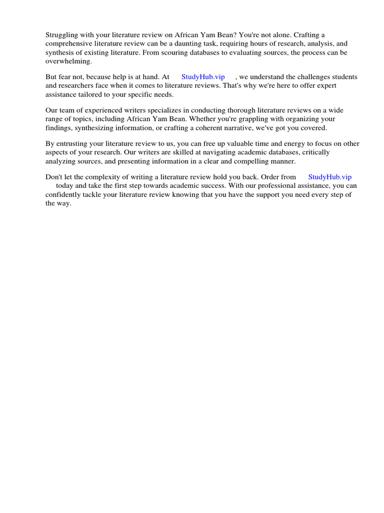 Literature Review African Yam Bean PDF Foods Nutrition