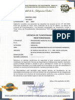 Licencia de Funcionamiento: Indeterminada