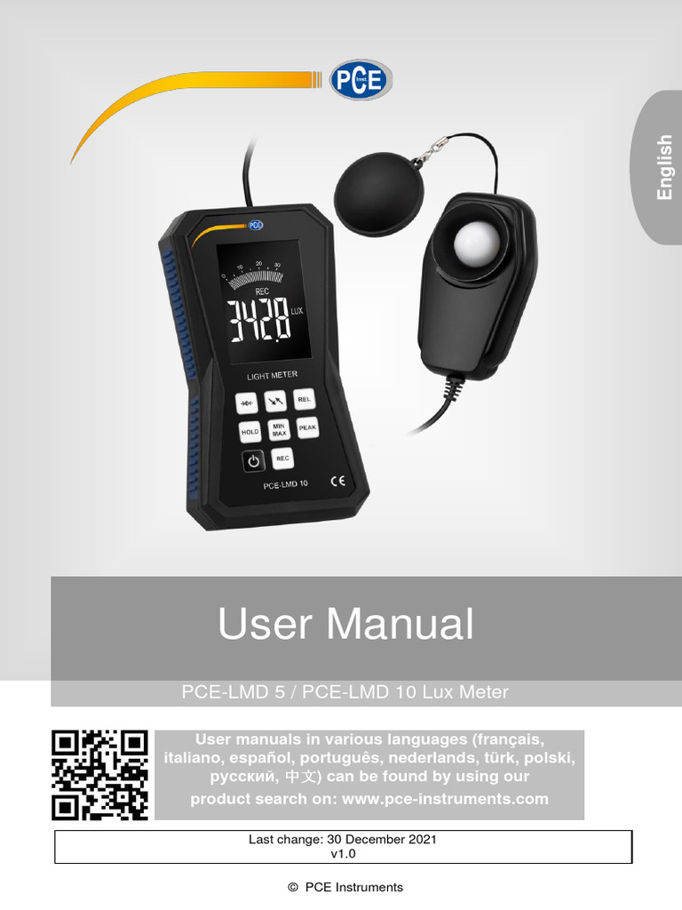 Lux Meter User Guide | PDF | Electrical Engineering | Metrology