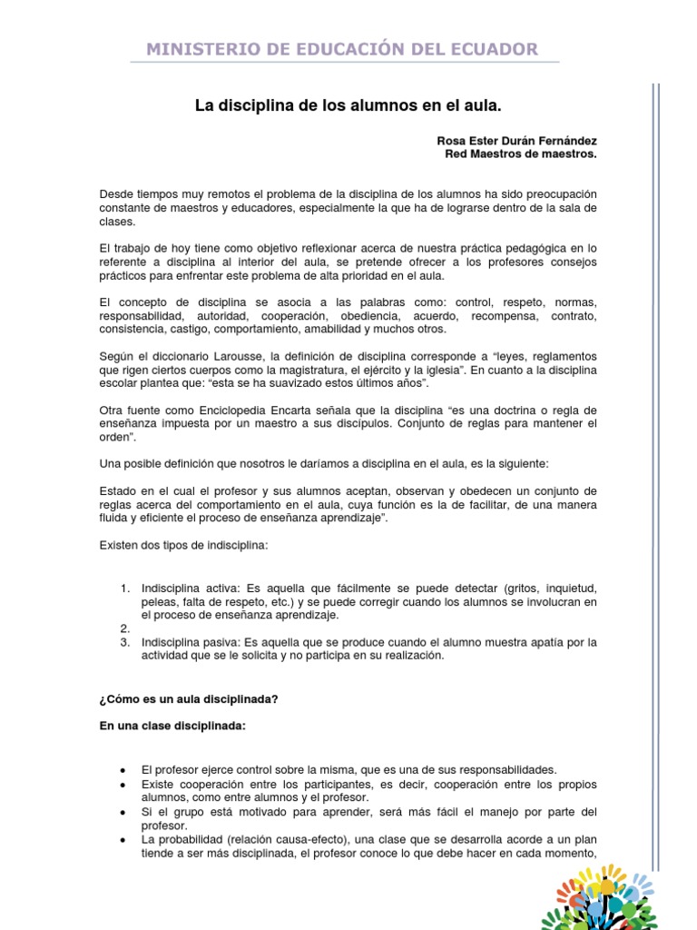 Estrategias para la disciplina en el aula | PDF | Disciplinas | Maestros
